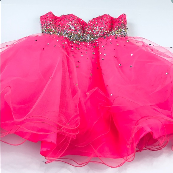 Mori Lee by Madeline Gardner pink tulle prom dress - Picture 8 of 8